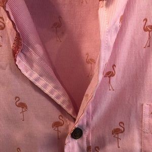 Pink Flamingo Short Sleeve Button Down